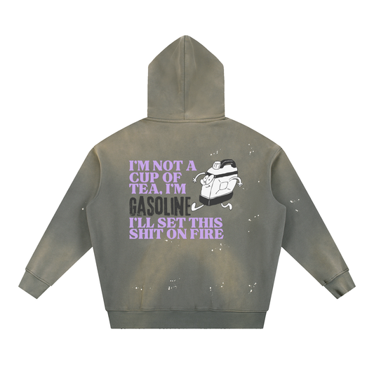 not a cup of tea Vintage Washed Frayed Fleece Hoodie