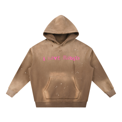i have rabies Vintage Washed Frayed Fleece Hoodie