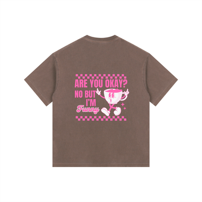 Are you okay? Vintage Washed Oversized Cotton T-Shirt