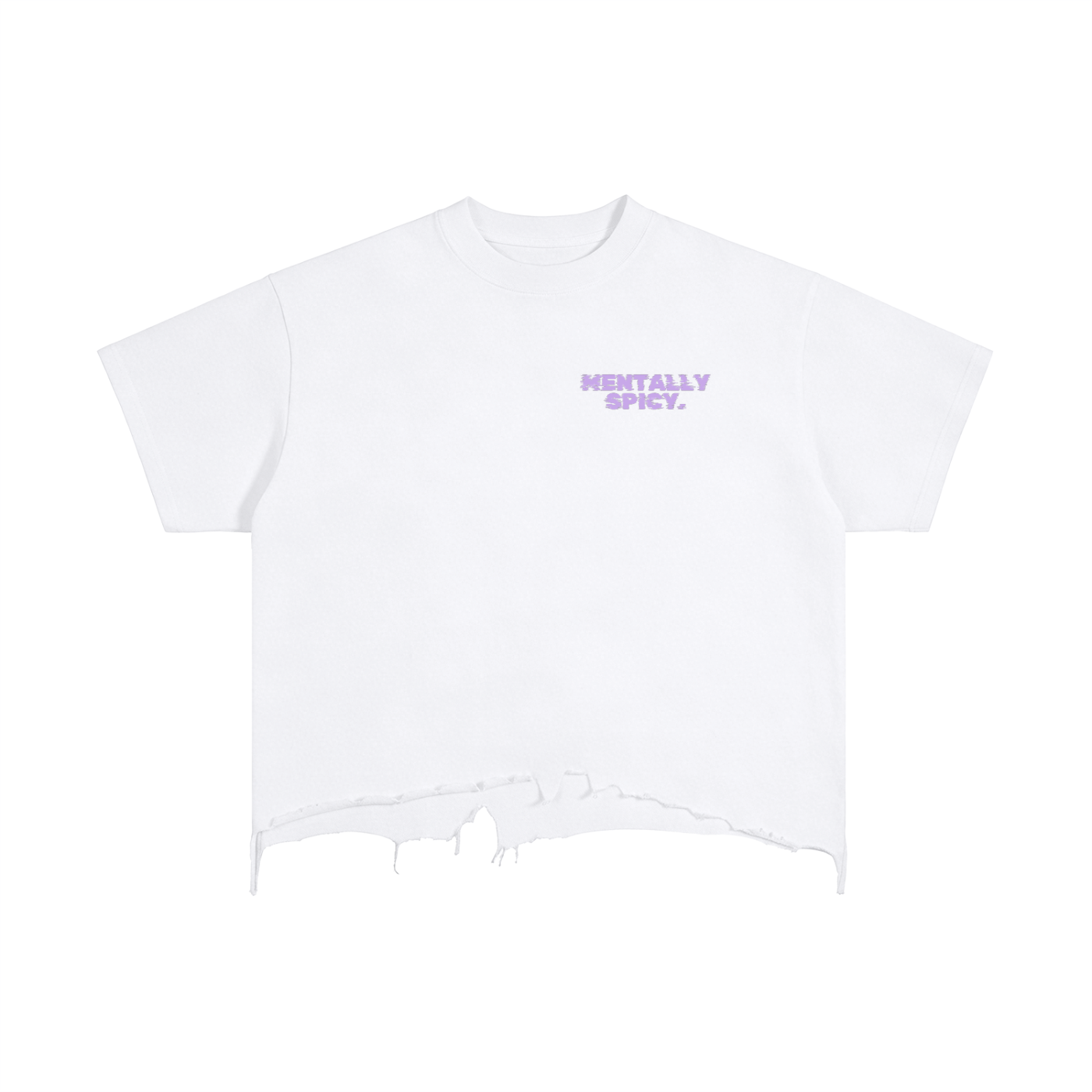 mentally spicy Vintage Wash Boxy Distressed Hem T-Shirt