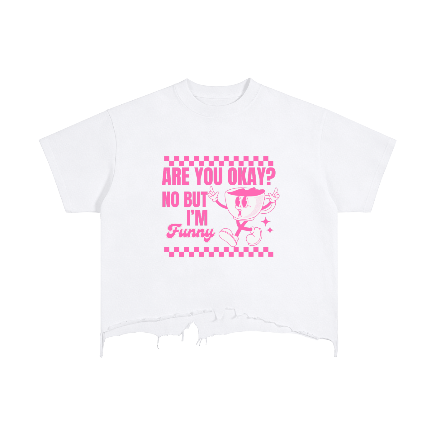 Are you okay? Vintage Wash Boxy Distressed Hem T-Shirt