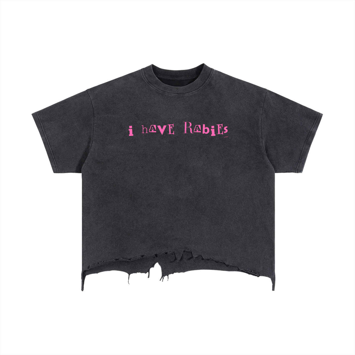 i have rabies Vintage Wash Boxy Distressed Hem T-Shirt