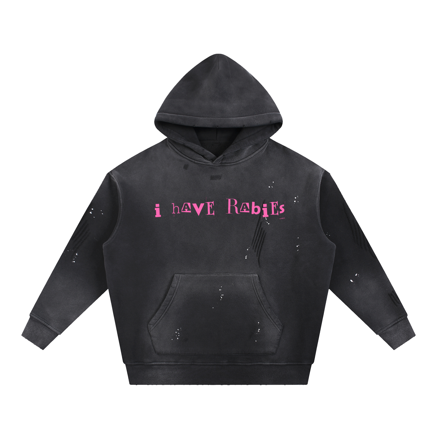 i have rabies Vintage Washed Frayed Fleece Hoodie