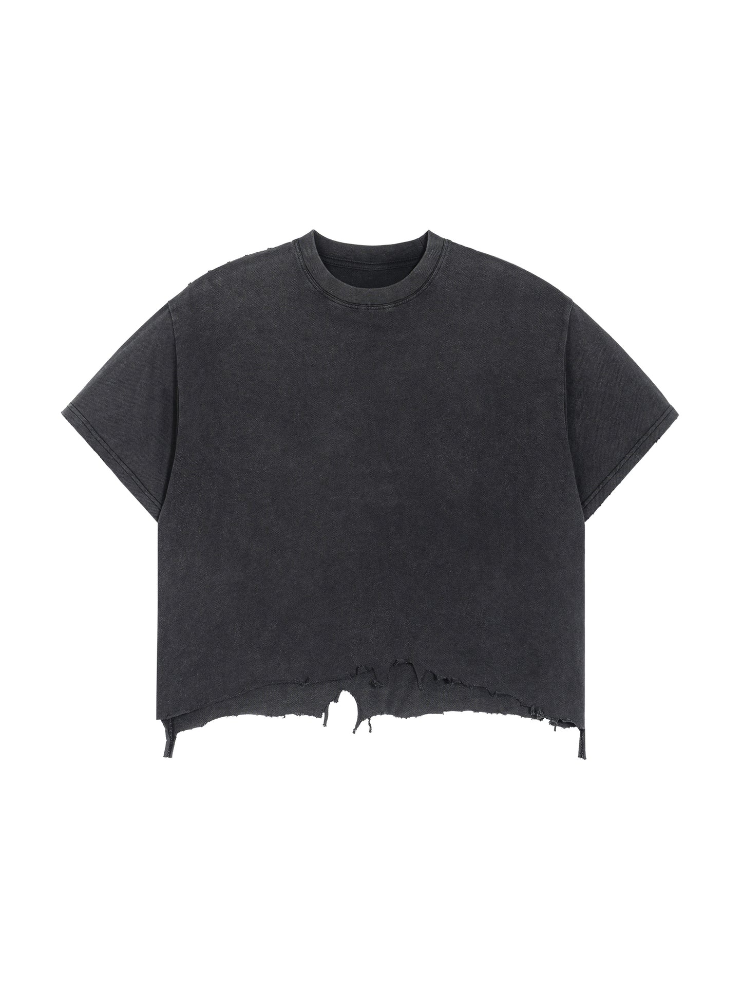 mentally spicy Vintage Wash Boxy Distressed Hem T-Shirt